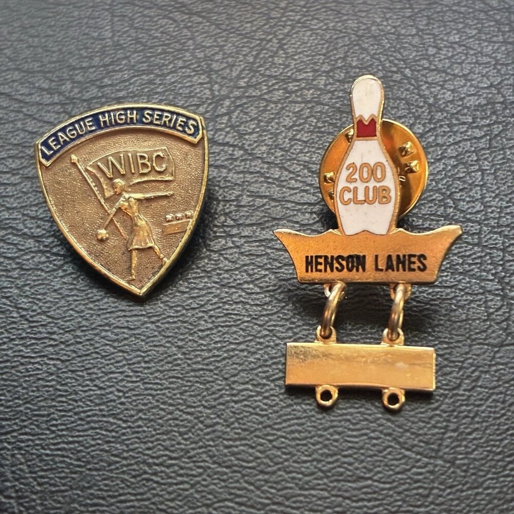 Vintage Bowling Pin Set-1950s 200 Club & WIBC-League High Series
